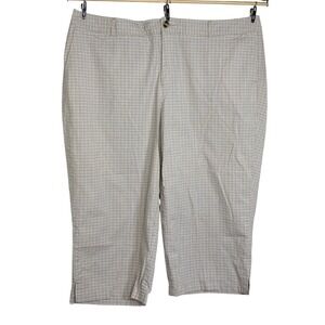 Dockers Capri‎ Pants 24W Tan Micro Check Gingham Cotton Stretch Plus Size